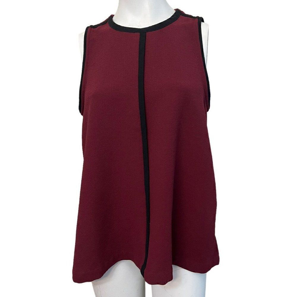 Madewell Women's Medium Knit Blouse Sleeveless Burgundy Maroon Top High Neck